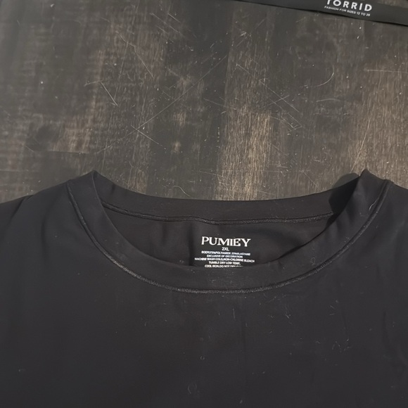 Pumiey Black Double Layer Fitted Crew Tee Shirt Size 2XL - Picture 3 of 5